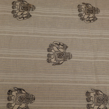 Off White Cotton Linen Jaquard Embroidery Fabric