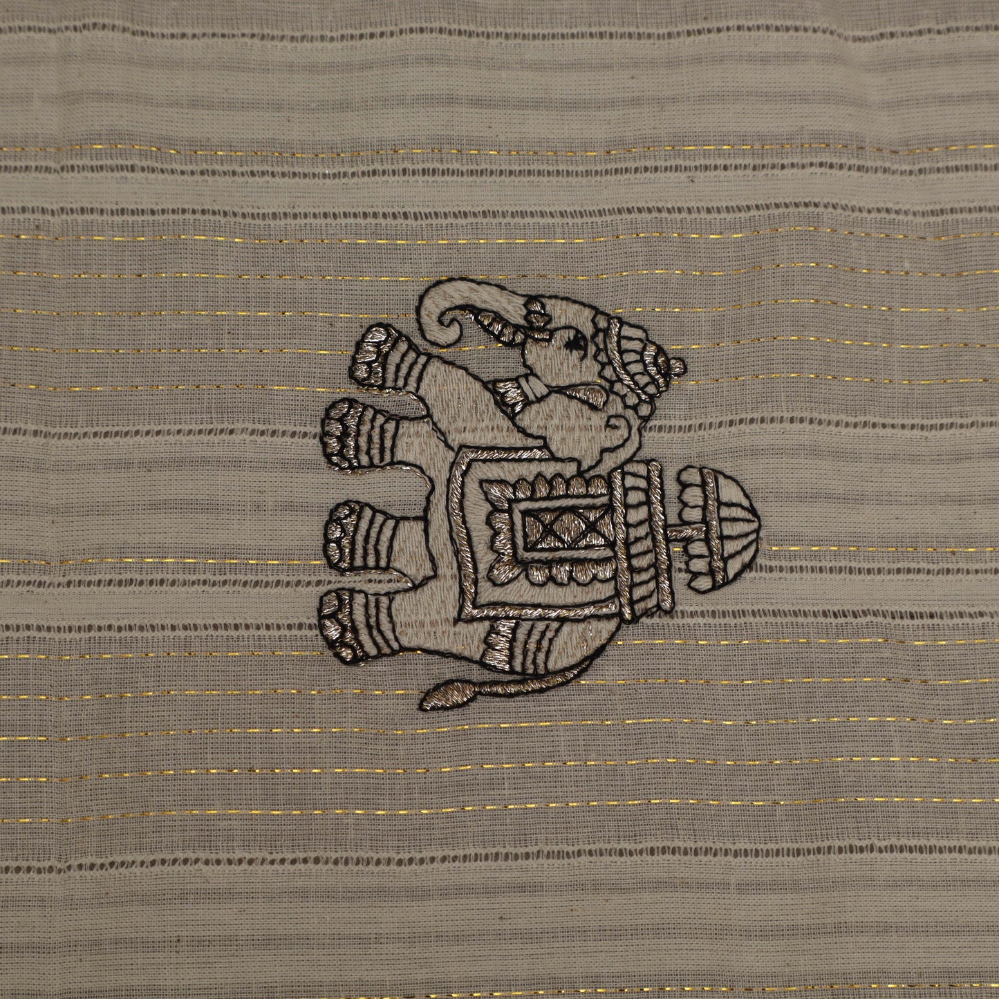 Off White Cotton Linen Jaquard Embroidery Fabric