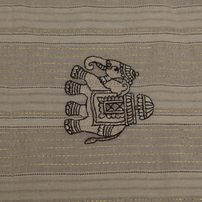 Off White Cotton Linen Jaquard Embroidery Fabric