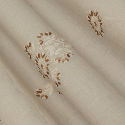 Off White Color Kora Cotton Embroidery Fabric