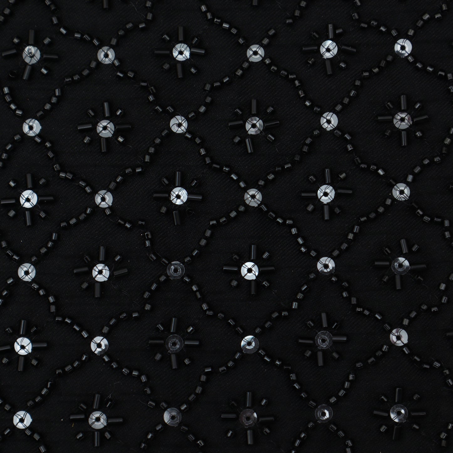 Black Color Dupion Silk Embroidery Fabric