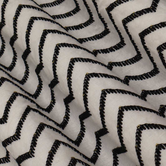 White Color Cotton Embroidery Fabric