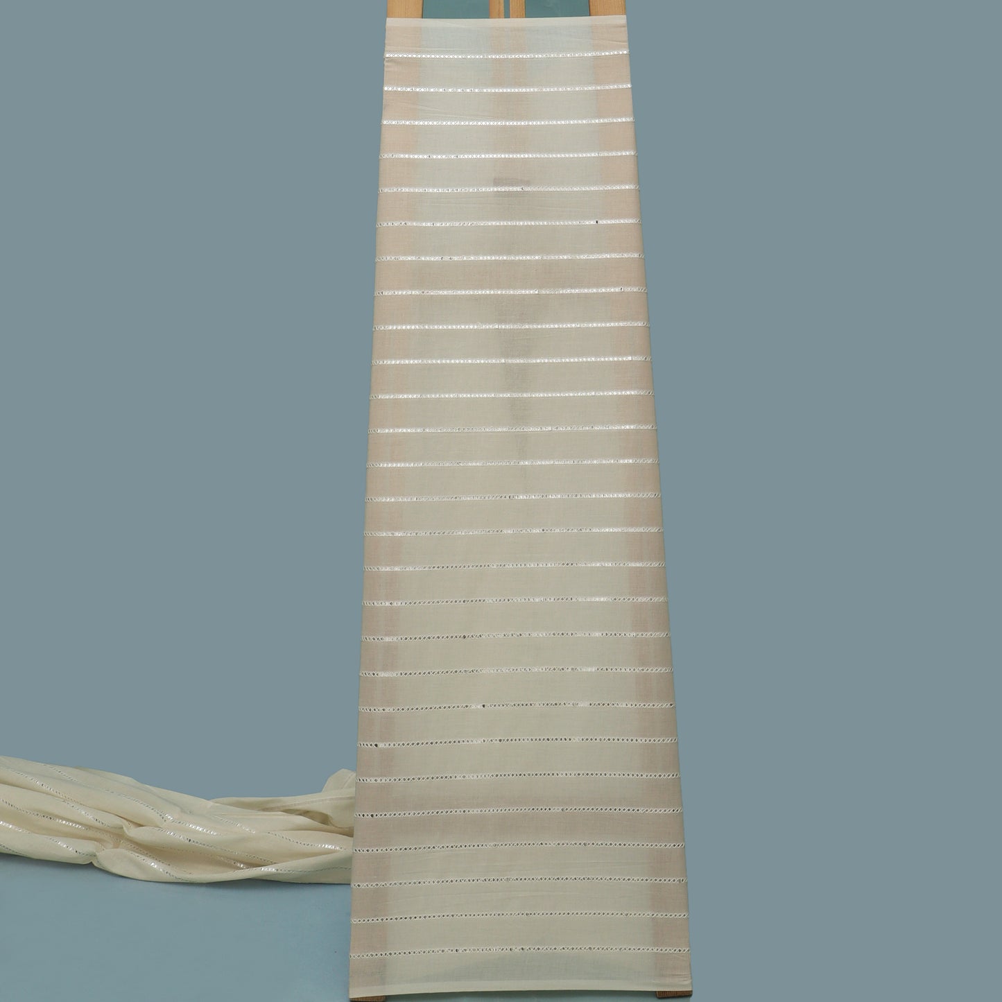 Off White Color Kora Cotton Embroidery Fabric