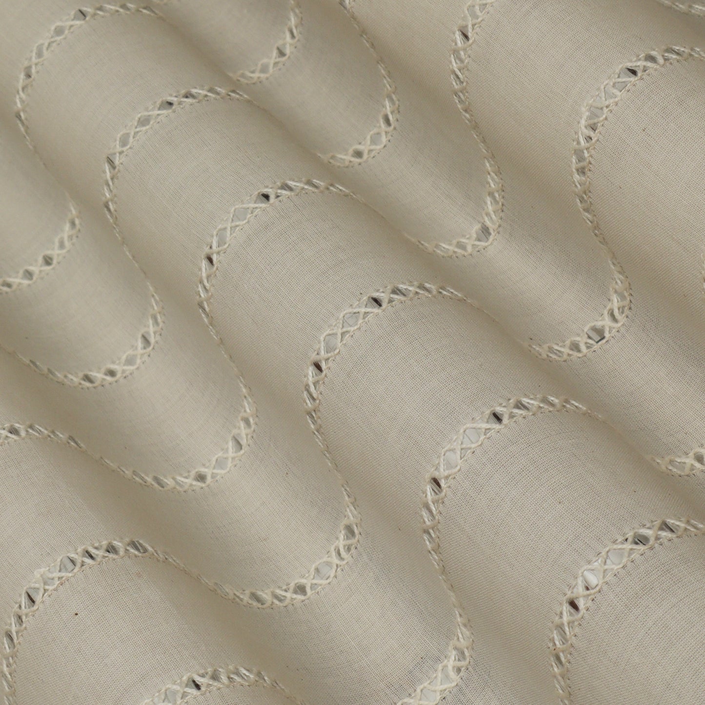 Off White Color Kora Cotton Embroidery Fabric