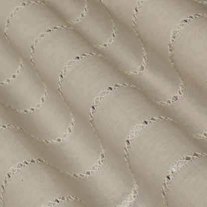 Off White Color Kora Cotton Embroidery Fabric