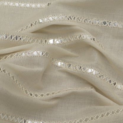 Off White Color Kora Cotton Embroidery Fabric