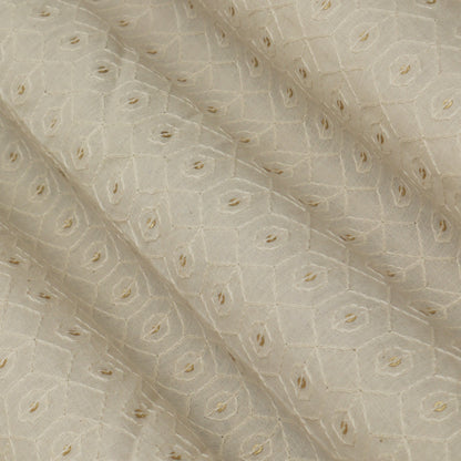 Off White Color Kora Cotton Embroidery Fabric