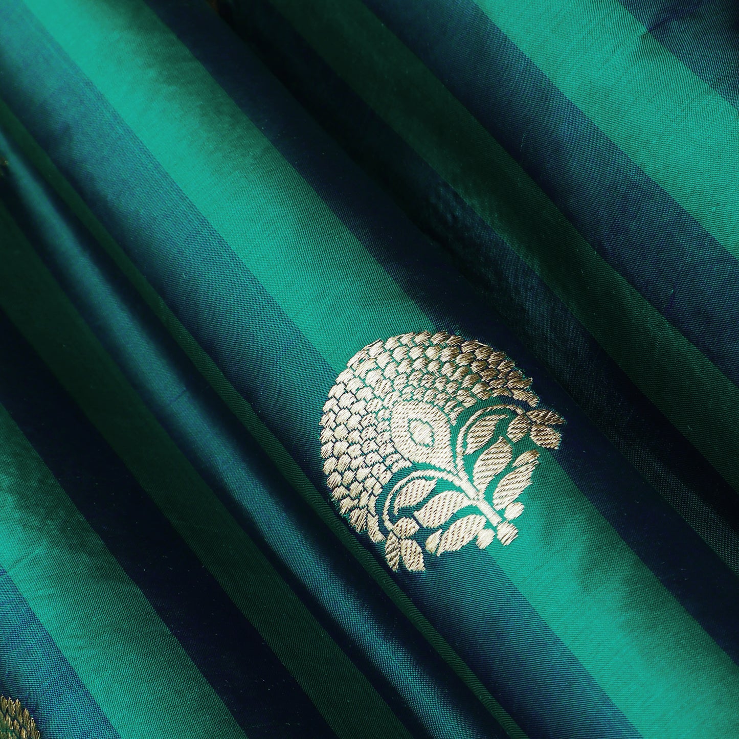 Rama Green Color Kadwa Brocade Fabric