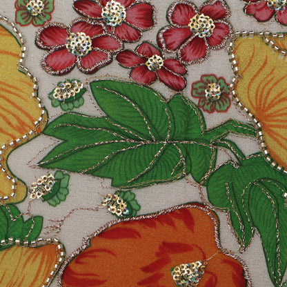 Multi-Colored Chinnon Position Print Sequence Embroidery Fabric