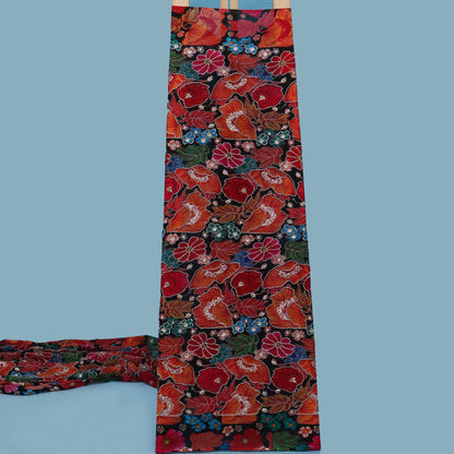 Multi-Colored Chinnon Position Print Sequence Embroidery Fabric