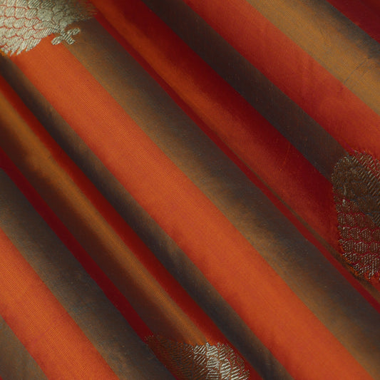 Orange Color Kadwa Brocade Fabric