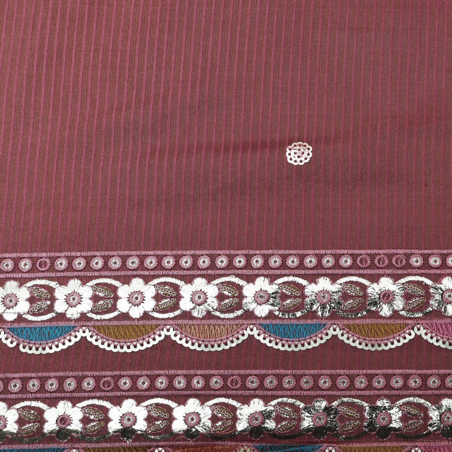 Onion Color Tissue Border Embroidery Fabric