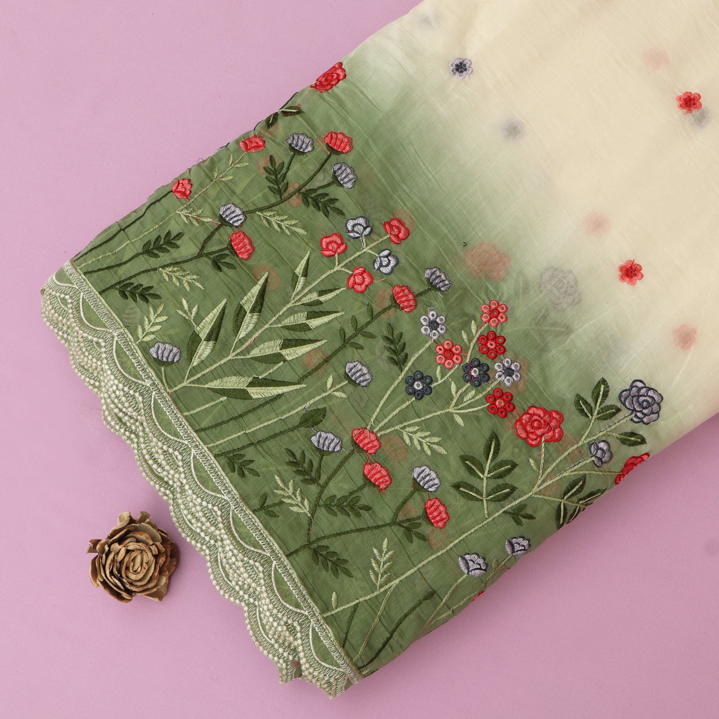 Mul Chanderi Embroidery Fabric