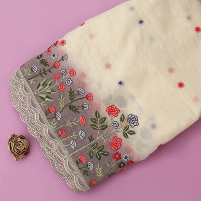 Mul Chanderi Embroidery Fabric