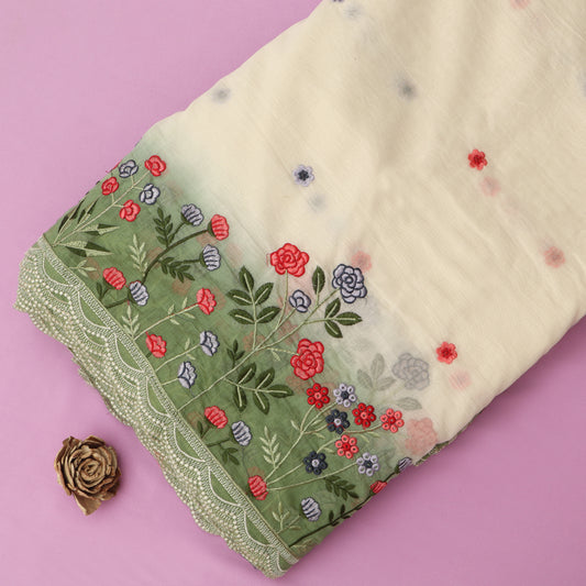 Mul Chanderi Embroidery Fabric