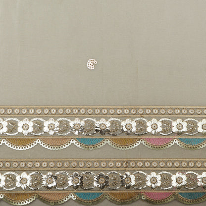 Beige Color Tissue Border Embroidery Fabric