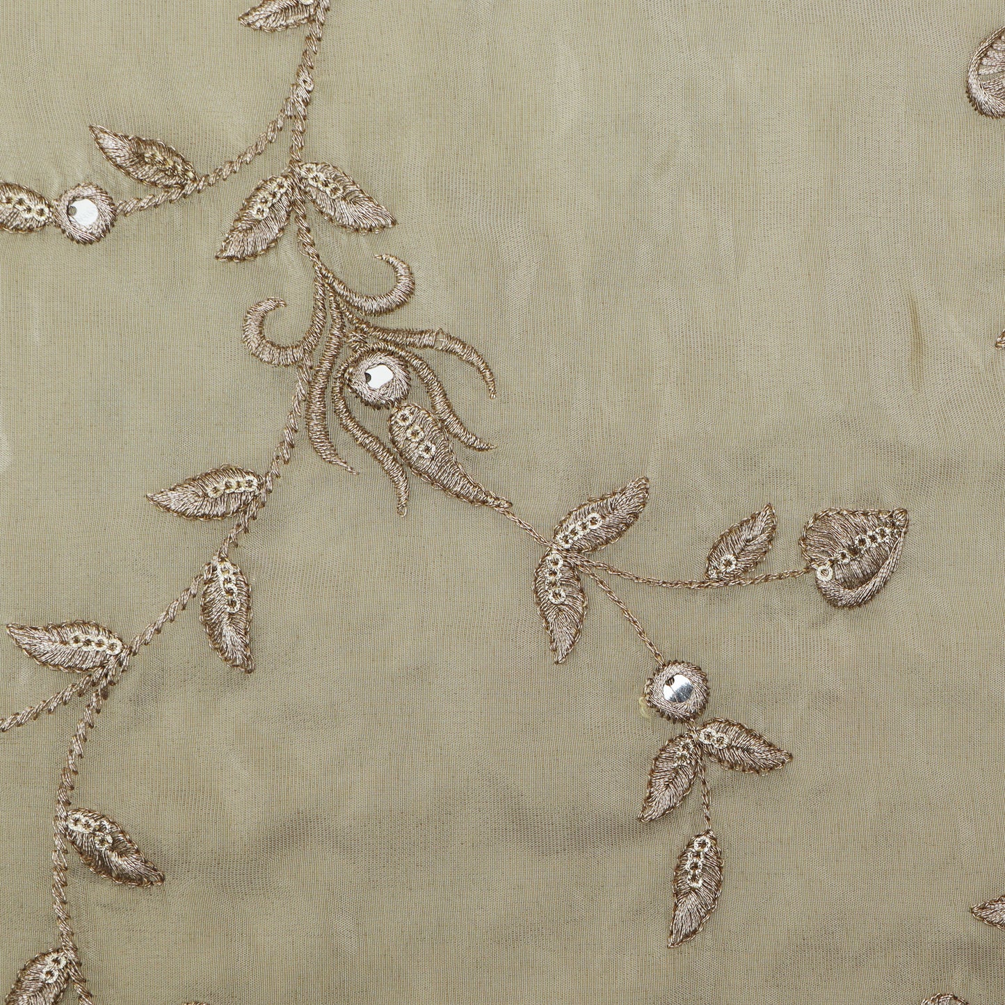 Beige Color Tissue Embroidery Fabric