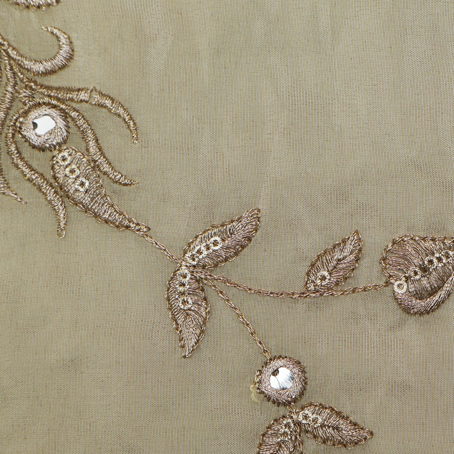 Beige Color Tissue Embroidery Fabric