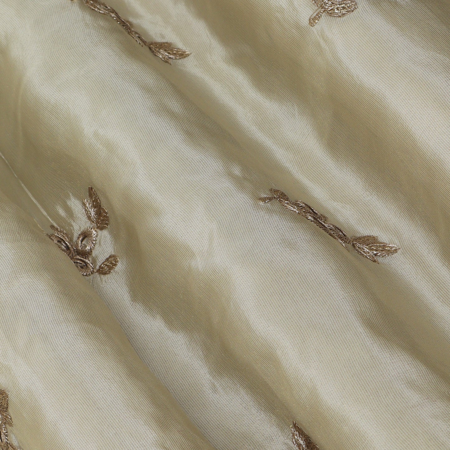 Beige Color Tissue Booti Embroidery Fabric
