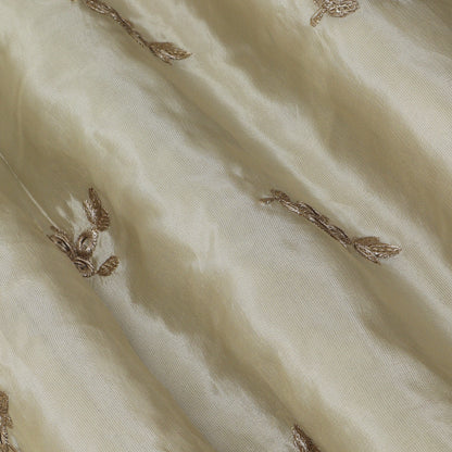 Beige Color Tissue Booti Embroidery Fabric