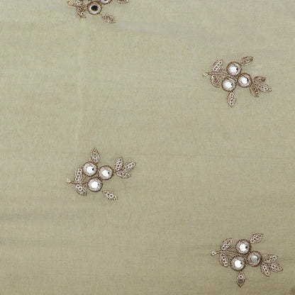 Beige Color Tissue Booti Embroidery Fabric