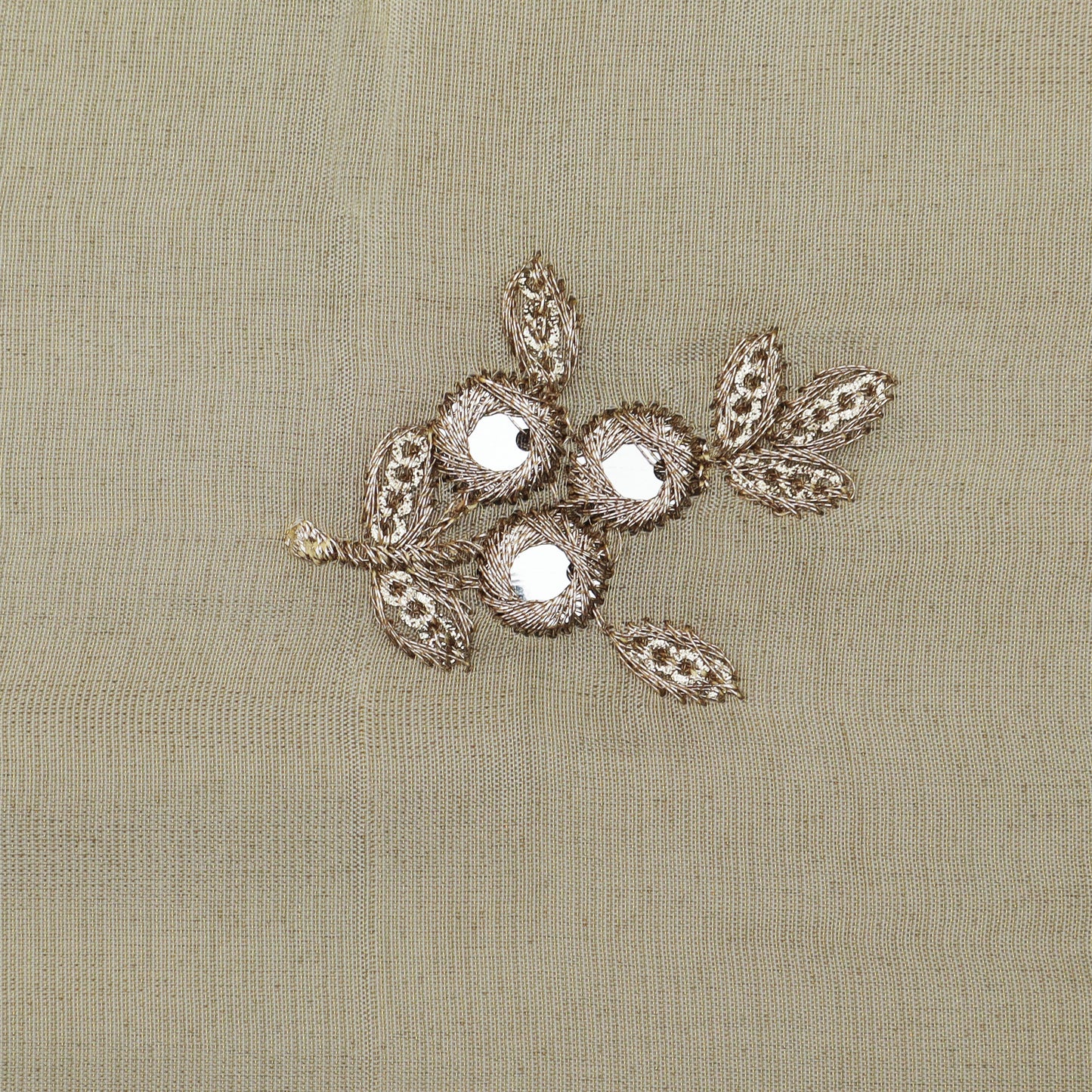 Beige Color Tissue Booti Embroidery Fabric