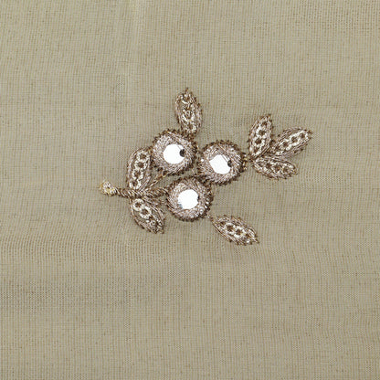Beige Color Tissue Booti Embroidery Fabric