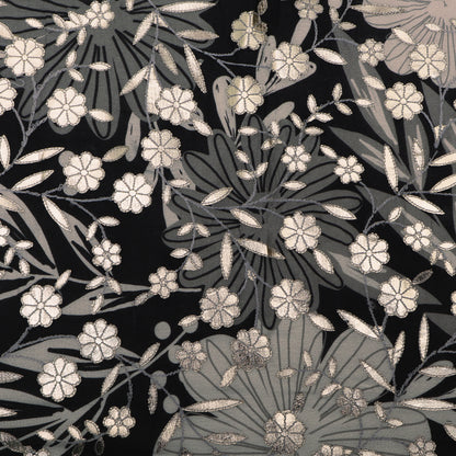 Black Color Chinon Hydra Print Gota Work Fabric