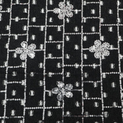 Denim Sequins Embroidery Fabric