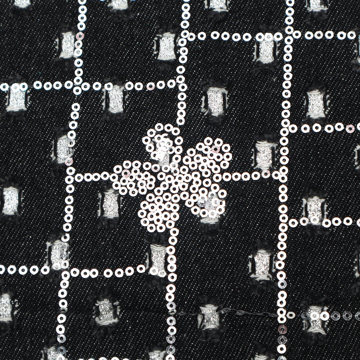 Denim Sequins Embroidery Fabric