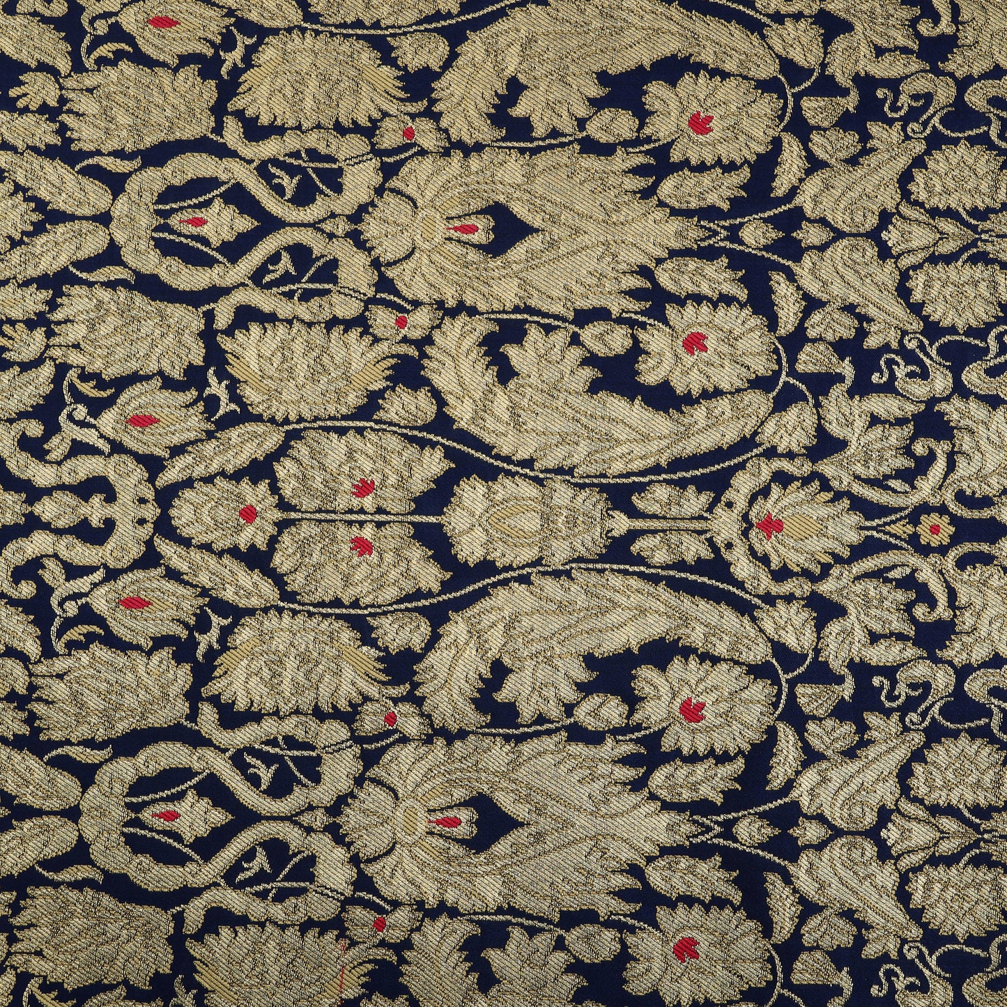 Navy Blue Kimkhab Brocade Fabric