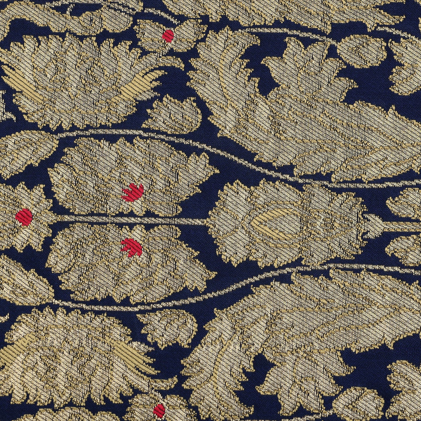 Navy Blue Kimkhab Brocade Fabric