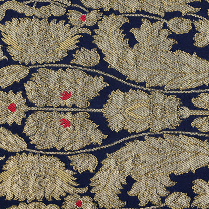 Navy Blue Kimkhab Brocade Fabric
