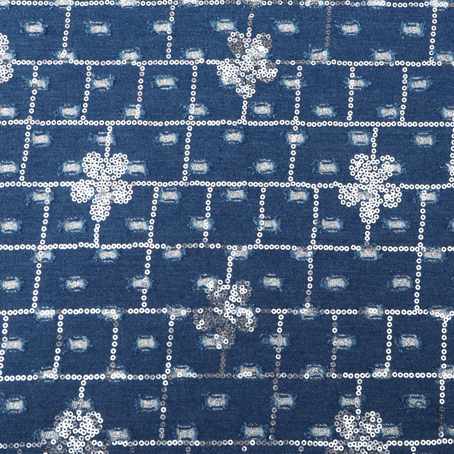 Denim Sequins Embroidery Fabric