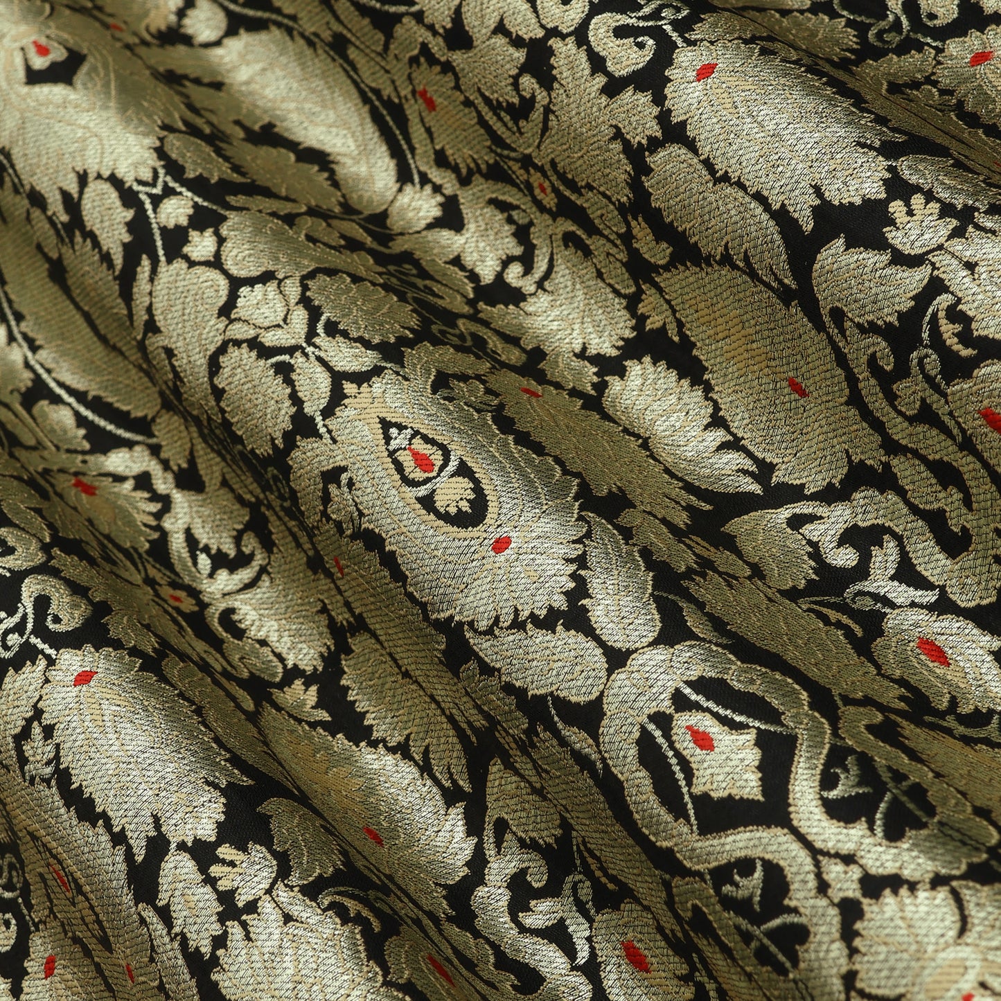 Black Khimkhab Brocade Fabric