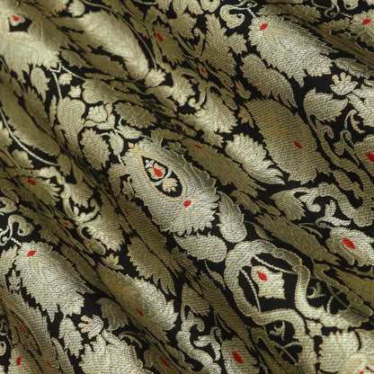 Black Khimkhab Brocade Fabric