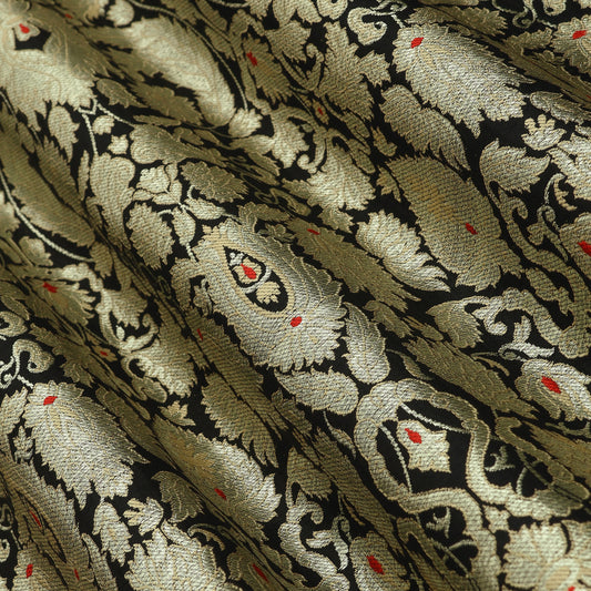 Black Khimkhab Brocade Fabric