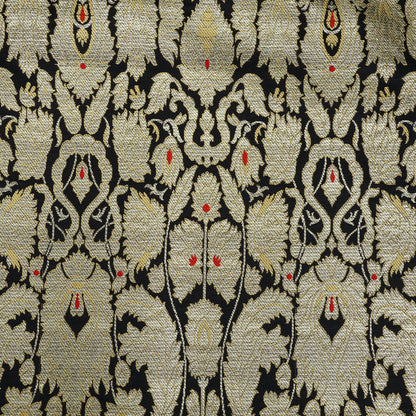 Black Khimkhab Brocade Fabric