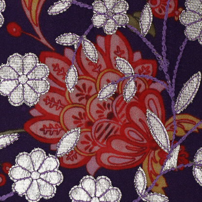 Purple Color Chinon Hydra Print Gota Work Fabric