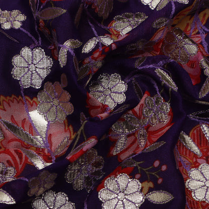 Purple Color Chinon Hydra Print Gota Work Fabric