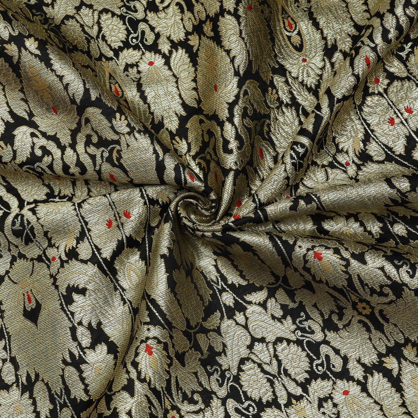 Black Khimkhab Brocade Fabric