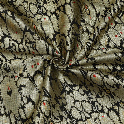 Black Khimkhab Brocade Fabric