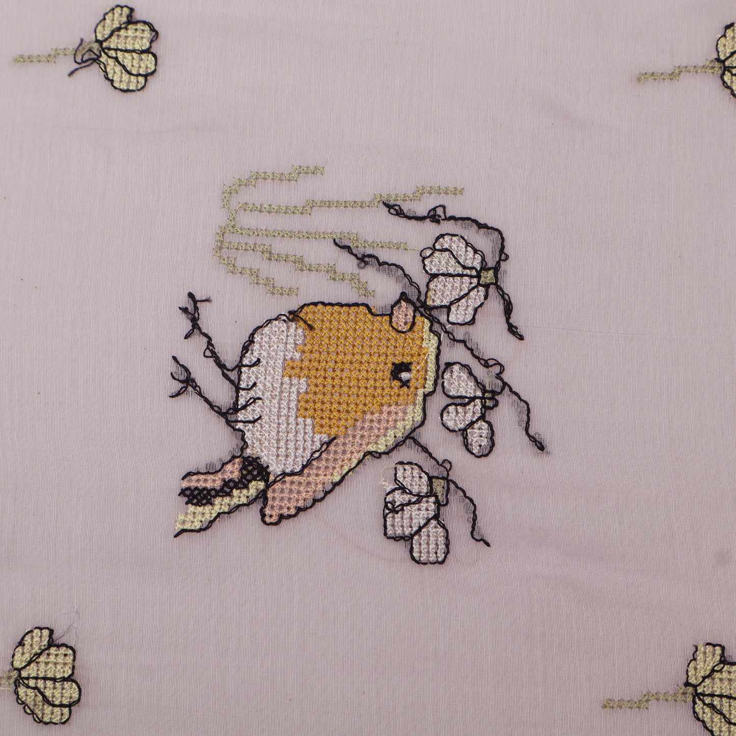Mul Chanderi Border Embroidery