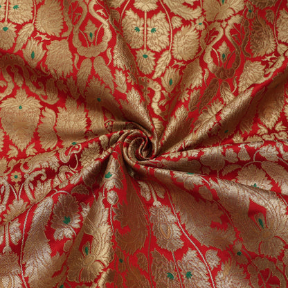 Red Kimkhab Brocade Fabric