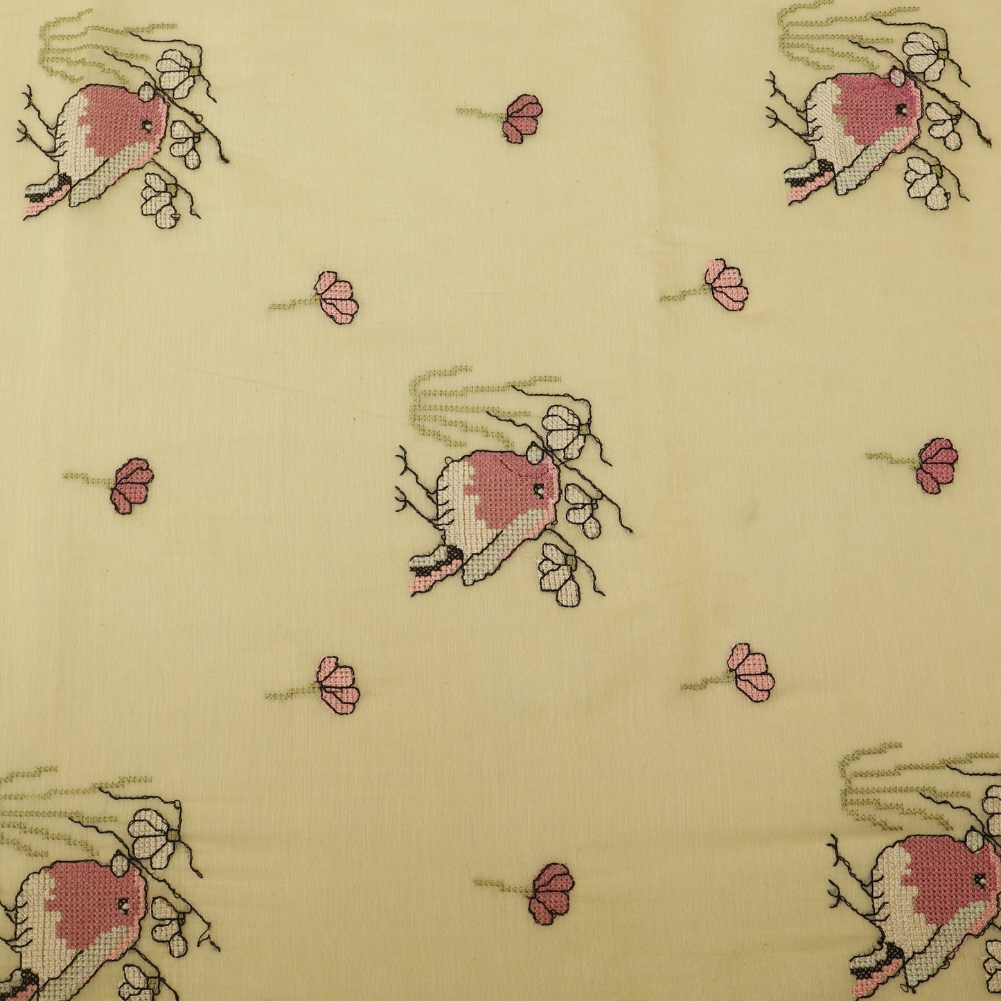 Mul Chanderi Border Embroidery