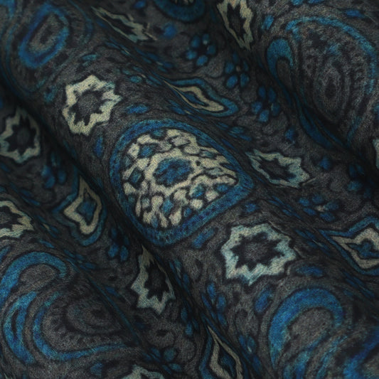 Grey Color Modal Satin Print Fabric