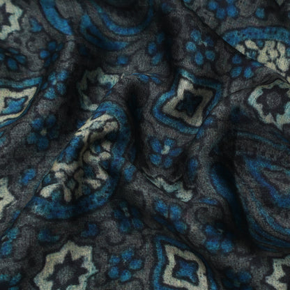 Grey Color Modal Satin Print Fabric