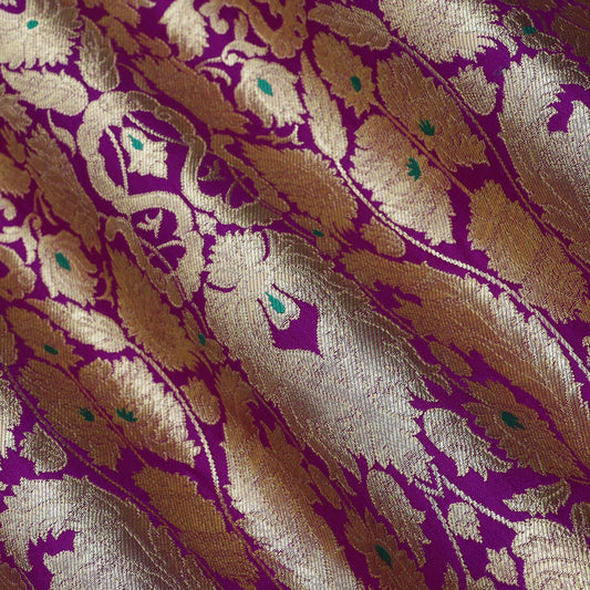 Purple Kimkhab Brocade Fabric