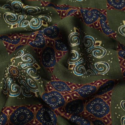 Green Color Modal Satin Print Fabric