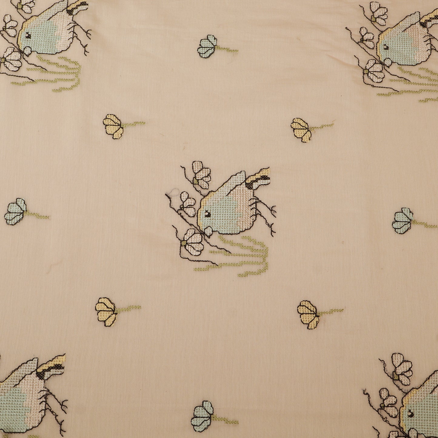 Mul Chanderi Border Embroidery